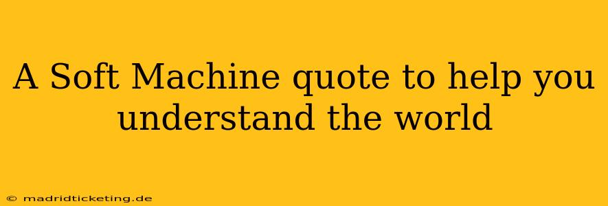 A Soft Machine quote to help you understand the world