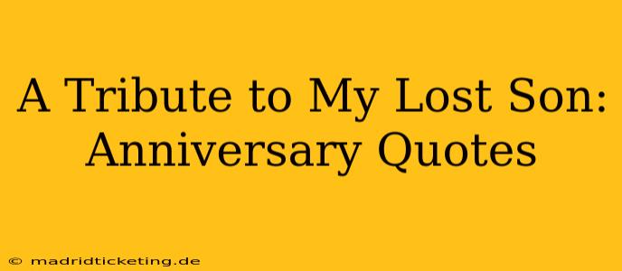 A Tribute to My Lost Son: Anniversary Quotes
