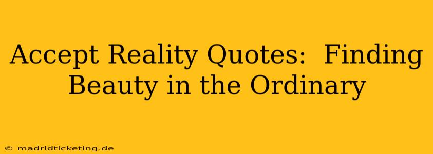 Accept Reality Quotes:  Finding Beauty in the Ordinary