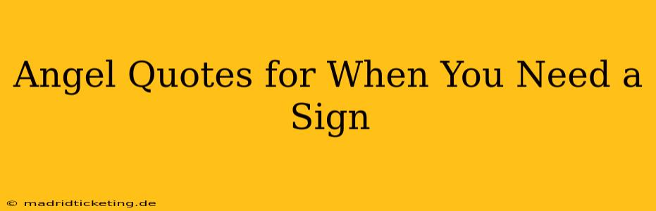 Angel Quotes for When You Need a Sign