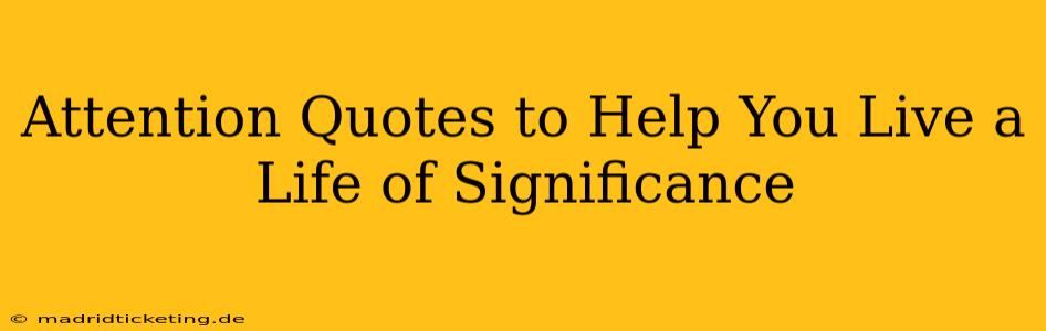Attention Quotes to Help You Live a Life of Significance