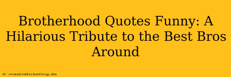 Brotherhood Quotes Funny: A Hilarious Tribute to the Best Bros Around