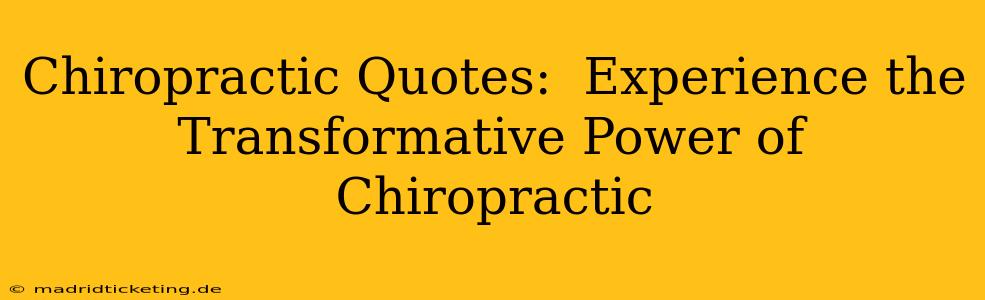 Chiropractic Quotes:  Experience the Transformative Power of Chiropractic
