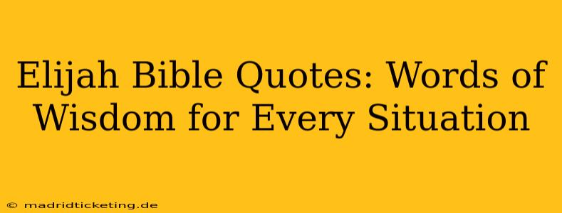 Elijah Bible Quotes: Words of Wisdom for Every Situation