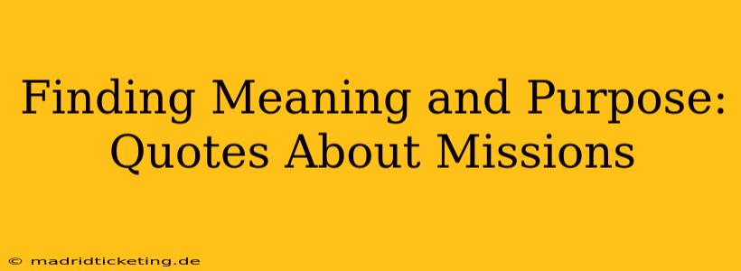 Finding Meaning and Purpose:  Quotes About Missions