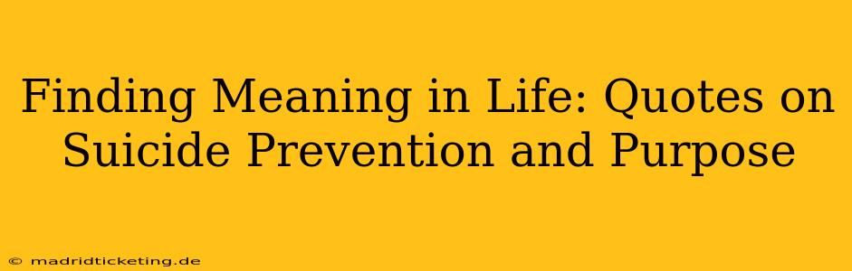 Finding Meaning in Life: Quotes on Suicide Prevention and Purpose