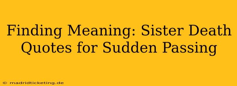 Finding Meaning: Sister Death Quotes for Sudden Passing
