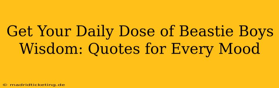 Get Your Daily Dose of Beastie Boys Wisdom: Quotes for Every Mood