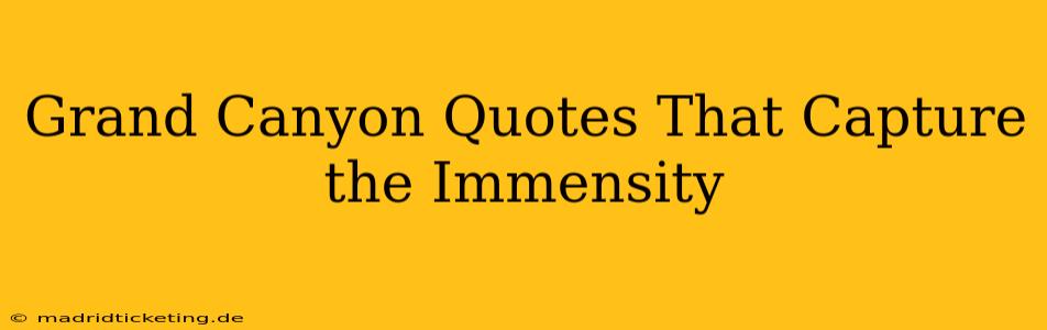 Grand Canyon Quotes That Capture the Immensity