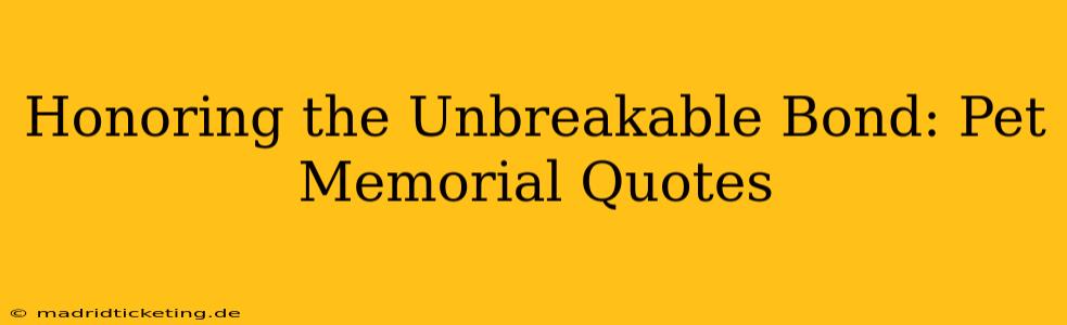 Honoring the Unbreakable Bond: Pet Memorial Quotes