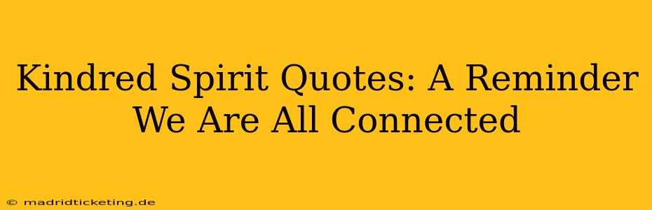 Kindred Spirit Quotes: A Reminder We Are All Connected