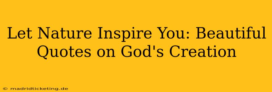 Let Nature Inspire You: Beautiful Quotes on God's Creation
