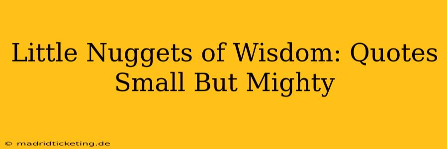 Little Nuggets of Wisdom: Quotes Small But Mighty