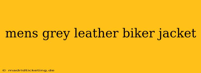 mens grey leather biker jacket