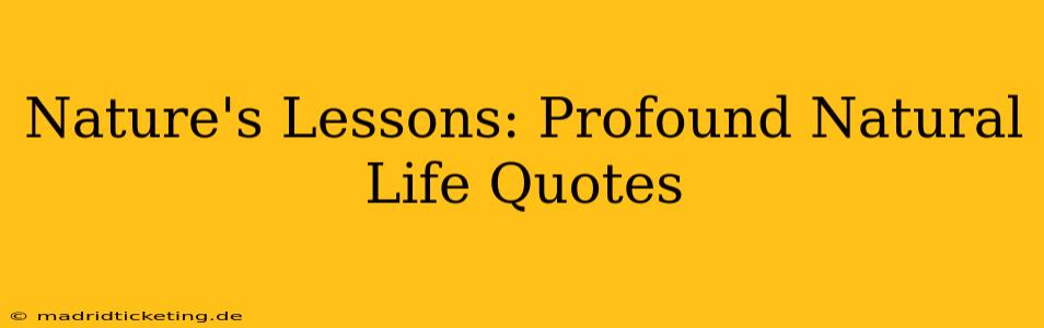 Nature's Lessons: Profound Natural Life Quotes