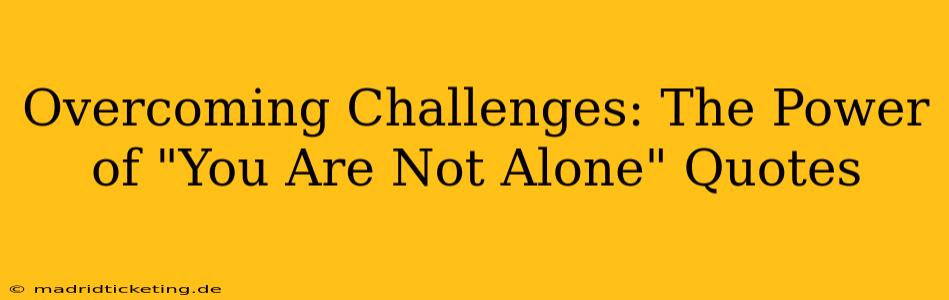 Overcoming Challenges: The Power of "You Are Not Alone" Quotes