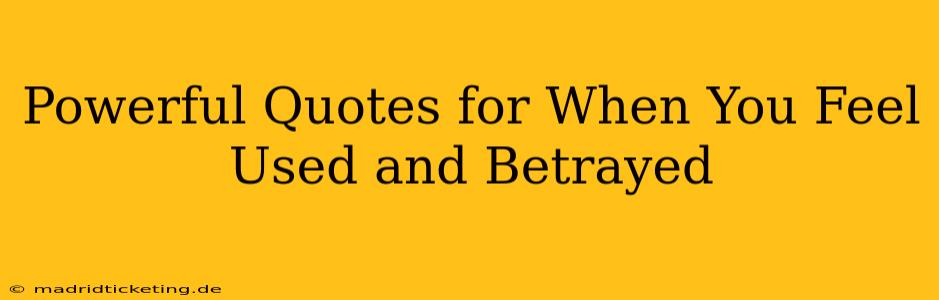 Powerful Quotes for When You Feel Used and Betrayed