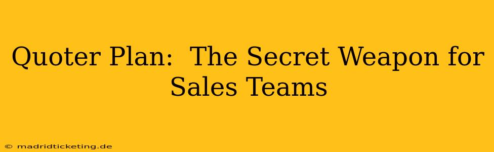 Quoter Plan:  The Secret Weapon for Sales Teams