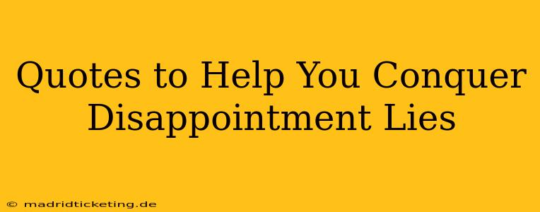Quotes to Help You Conquer Disappointment Lies