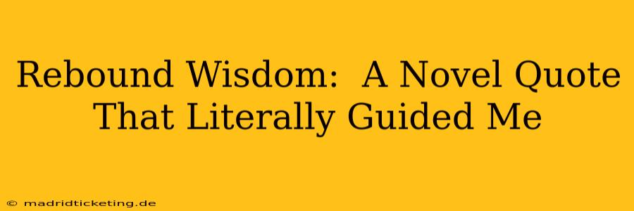 Rebound Wisdom:  A Novel Quote That Literally Guided Me