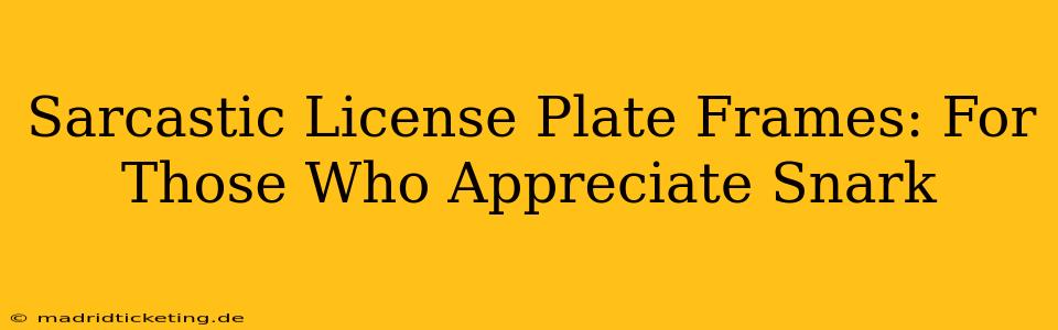 Sarcastic License Plate Frames: For Those Who Appreciate Snark