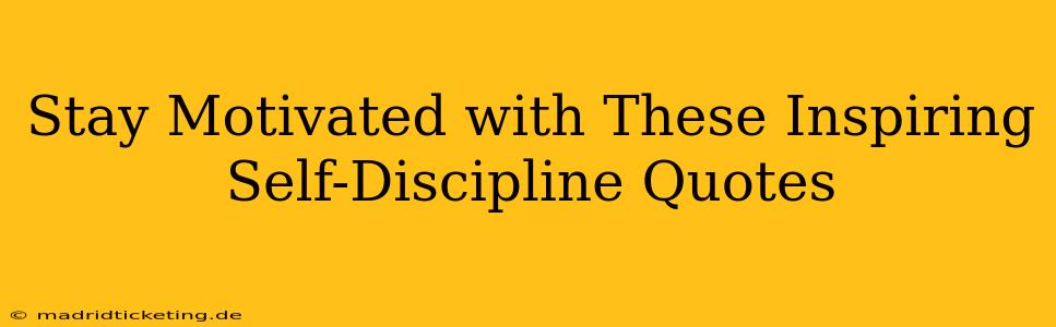 Stay Motivated with These Inspiring Self-Discipline Quotes