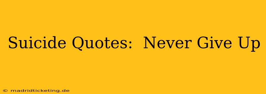 Suicide Quotes:  Never Give Up