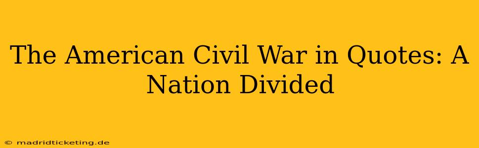 The American Civil War in Quotes: A Nation Divided