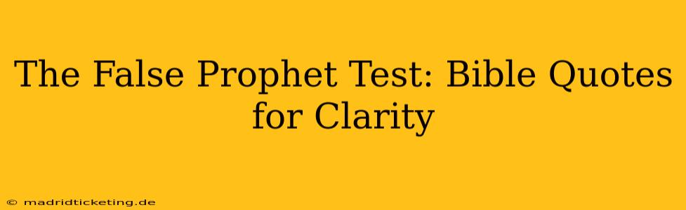 The False Prophet Test: Bible Quotes for Clarity