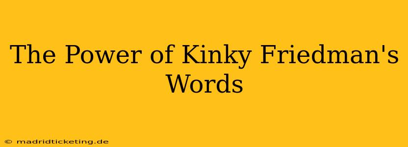 The Power of Kinky Friedman's Words