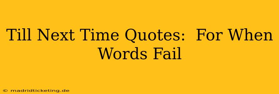 Till Next Time Quotes:  For When Words Fail