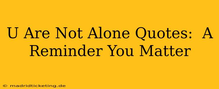 U Are Not Alone Quotes:  A Reminder You Matter