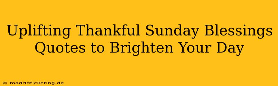 Uplifting Thankful Sunday Blessings Quotes to Brighten Your Day