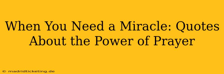 When You Need a Miracle: Quotes About the Power of Prayer