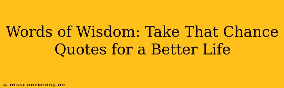 Words of Wisdom: Take That Chance Quotes for a Better Life